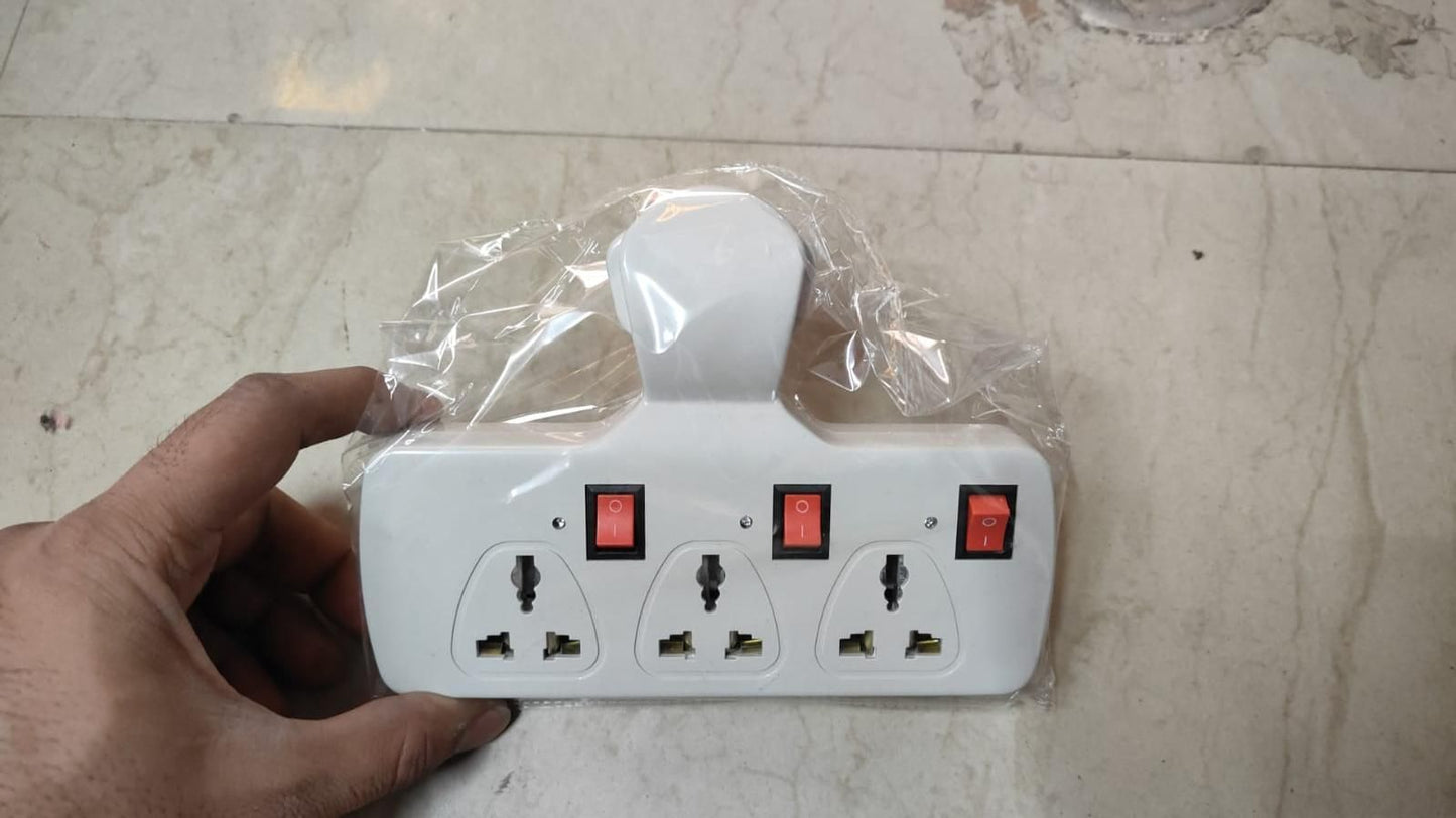 3 Pin Multi Plug Point Cordless Wall Socket Extension Board